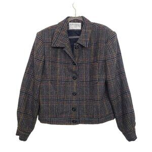 International Scene Wool Plaid Jacket Vintage Lined Button Front Womens Size 12